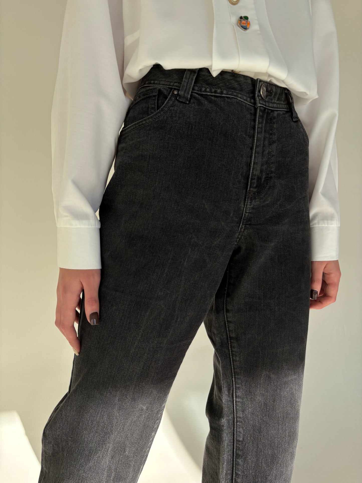 Jeans vintage premium grosi modelatori straight leg dark wash