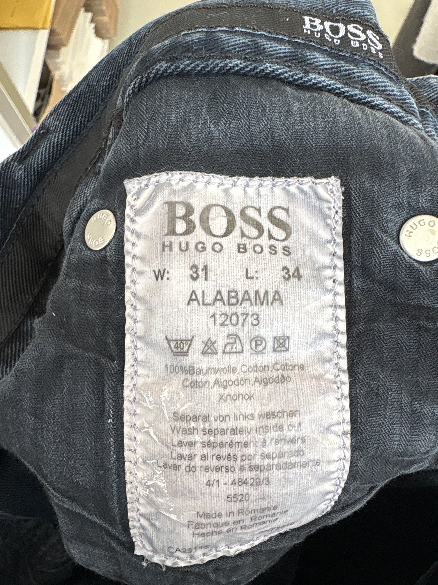 Jeans vintage dark wash Hugo Boss cu talie ultra înaltă
