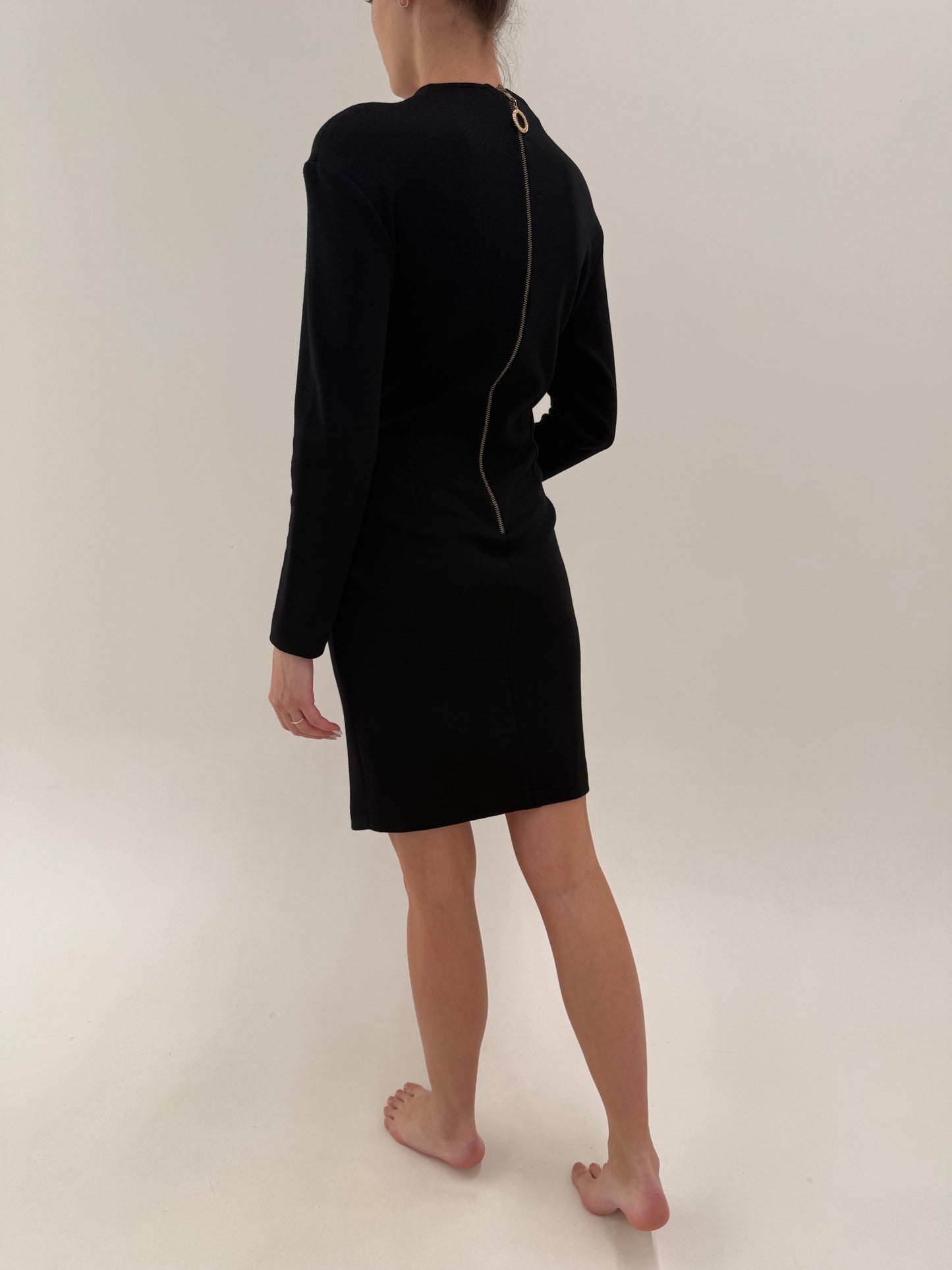 LBD Rocco Barocco old vintage anii 80 din jerse extrafin de lan subțire