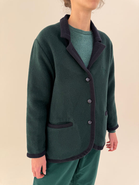 Jacheta dark green petite din lana groasă extrafina cu paspoal