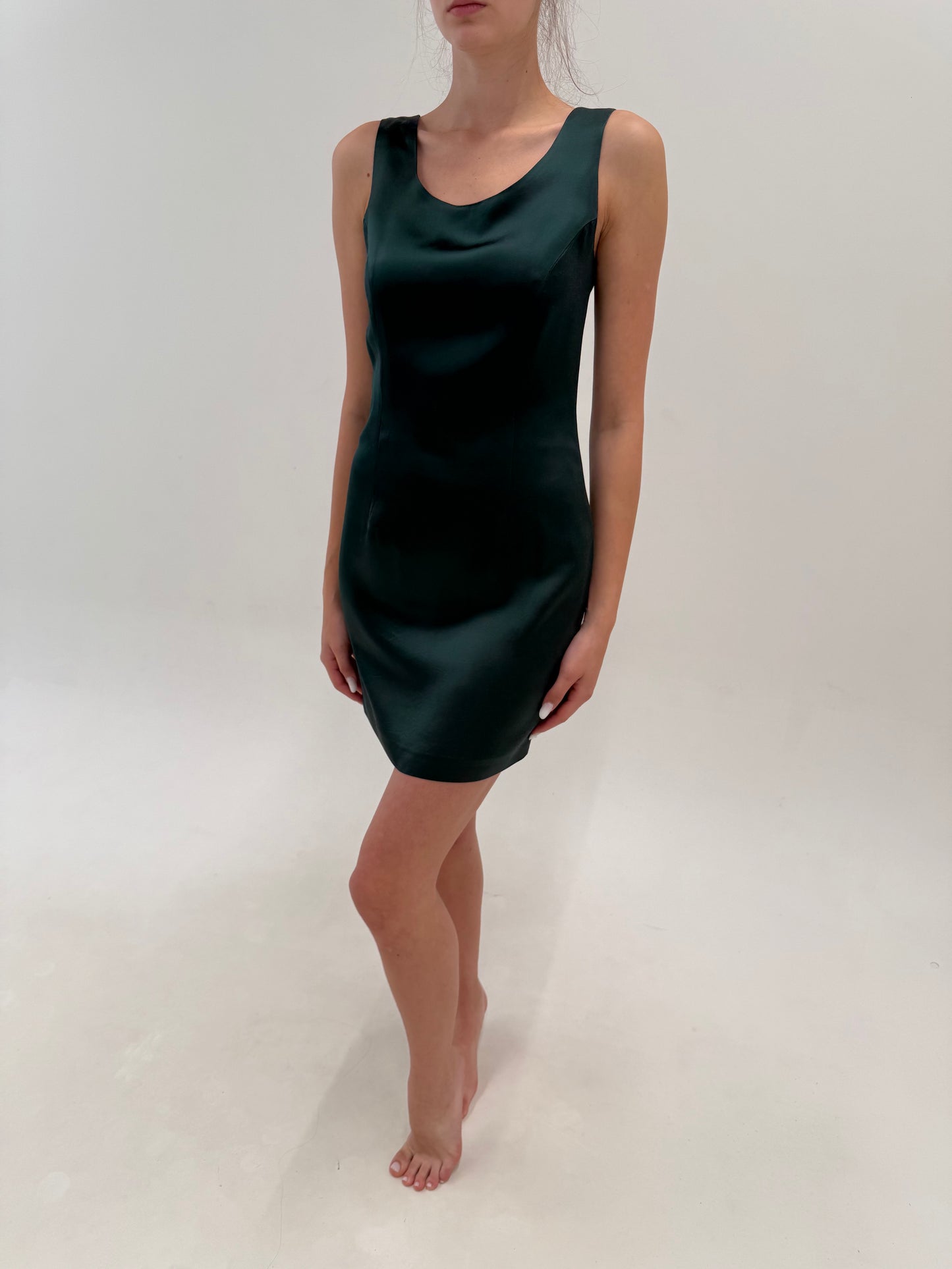 Rochie luxury vintage Laura Biagiotti din mătase naturală plină dark green