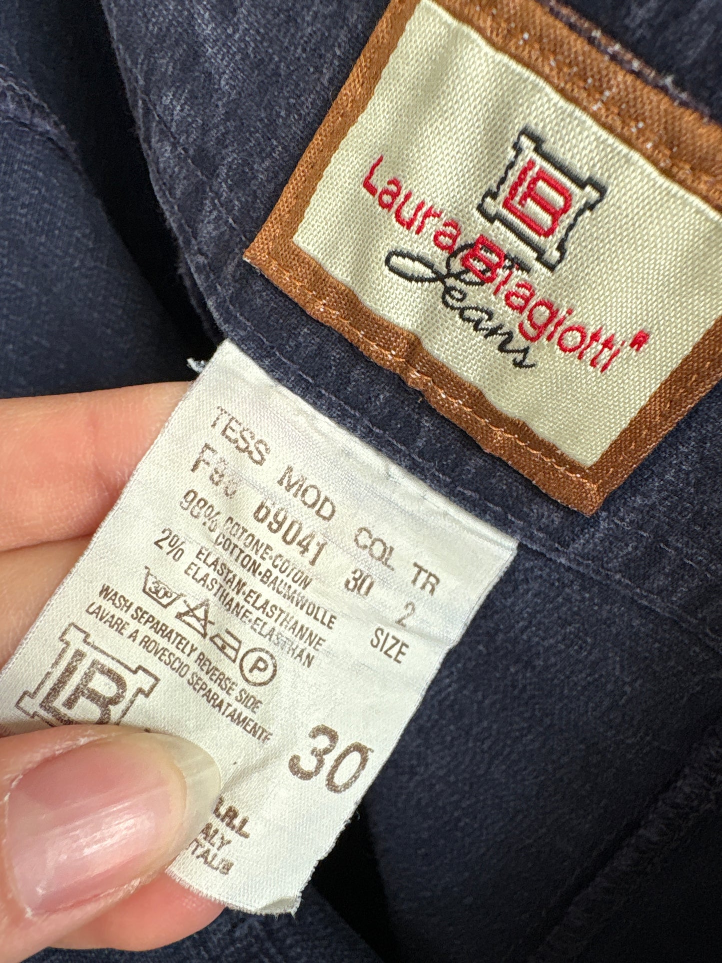 Fustă luxury Laura Biagiotti mini din Jeans modelator cu talie extrem de înaltă