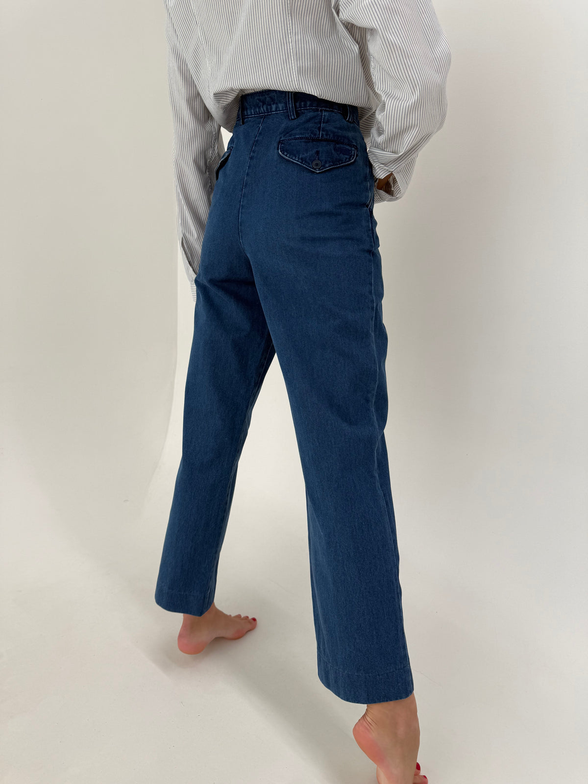 Jeans Missoni vintage din bumbac moale cu pense și talie ultra înaltă