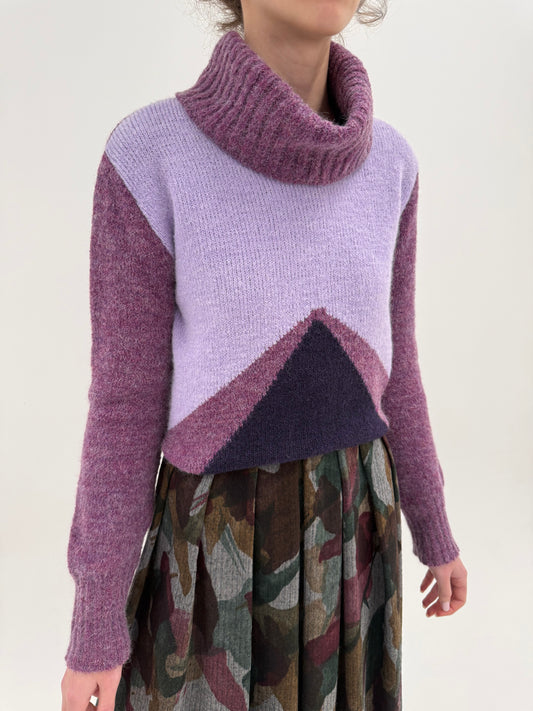 Maleta groasă italaiana colorblock din lana și mohair