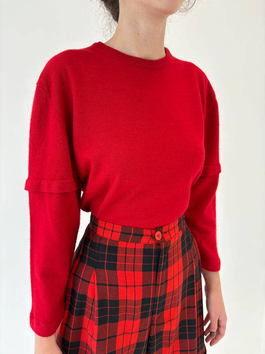 Pulover cherry red gros din lana merino extrafina