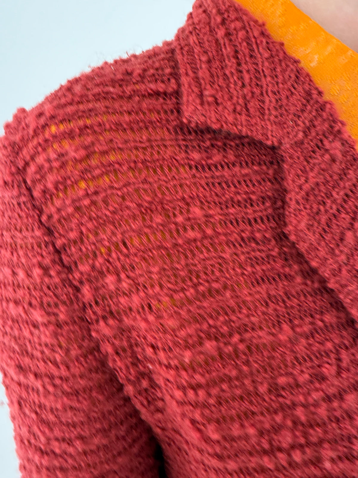 Sacou vintage knitted boucle gros de lana in culoare superbă Burnt Sienna