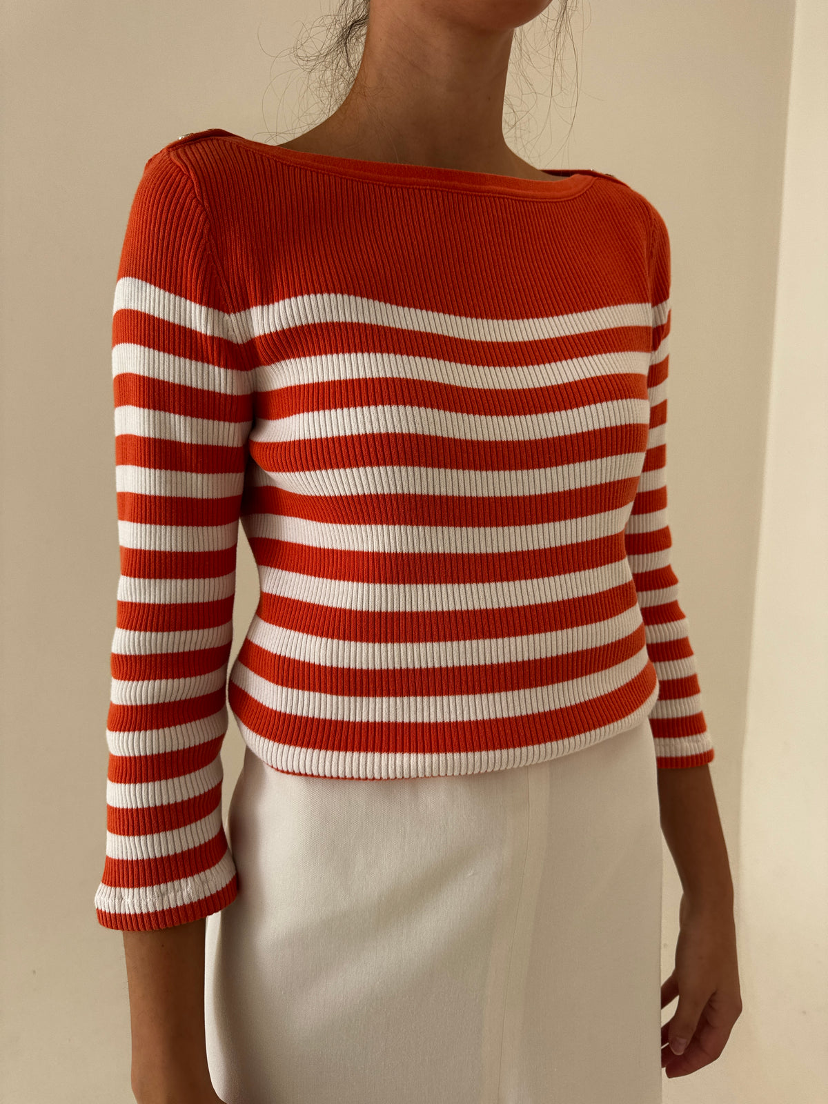 Pulover petite Ralph Lauren din bumbac gros ribbed în dungi