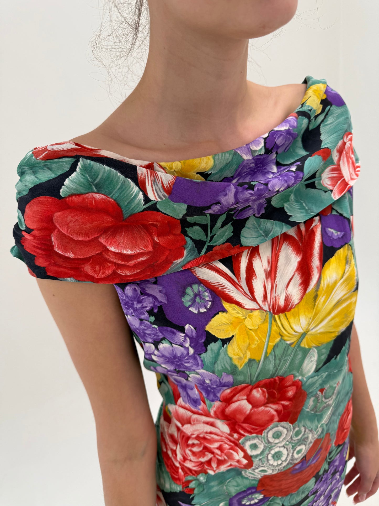 Rochie vintage in stil Jackie Keneddy din mătase naturală în croi de ani 60