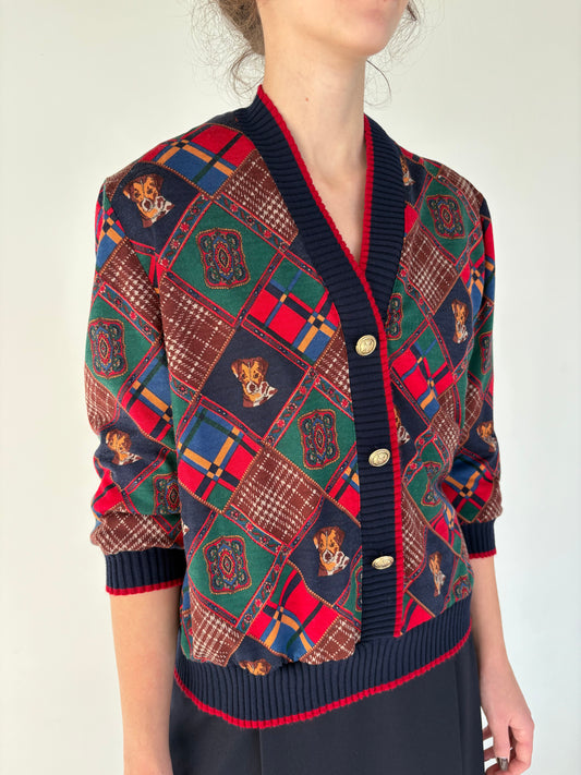 Bluză vintage petite italiană din lana extrafina cu print