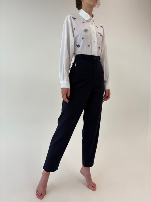 Pantaloni business tall cu talie ultra înaltă din mix de lana extrafina strech