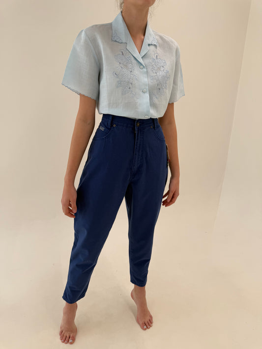 Jeans vintage nou de vară cu etichetă și talie ultra înaltă indigo wash