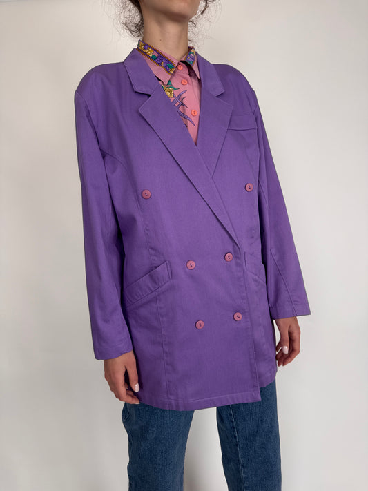 Sacou vintage lavandă din jeans moale de bumbac