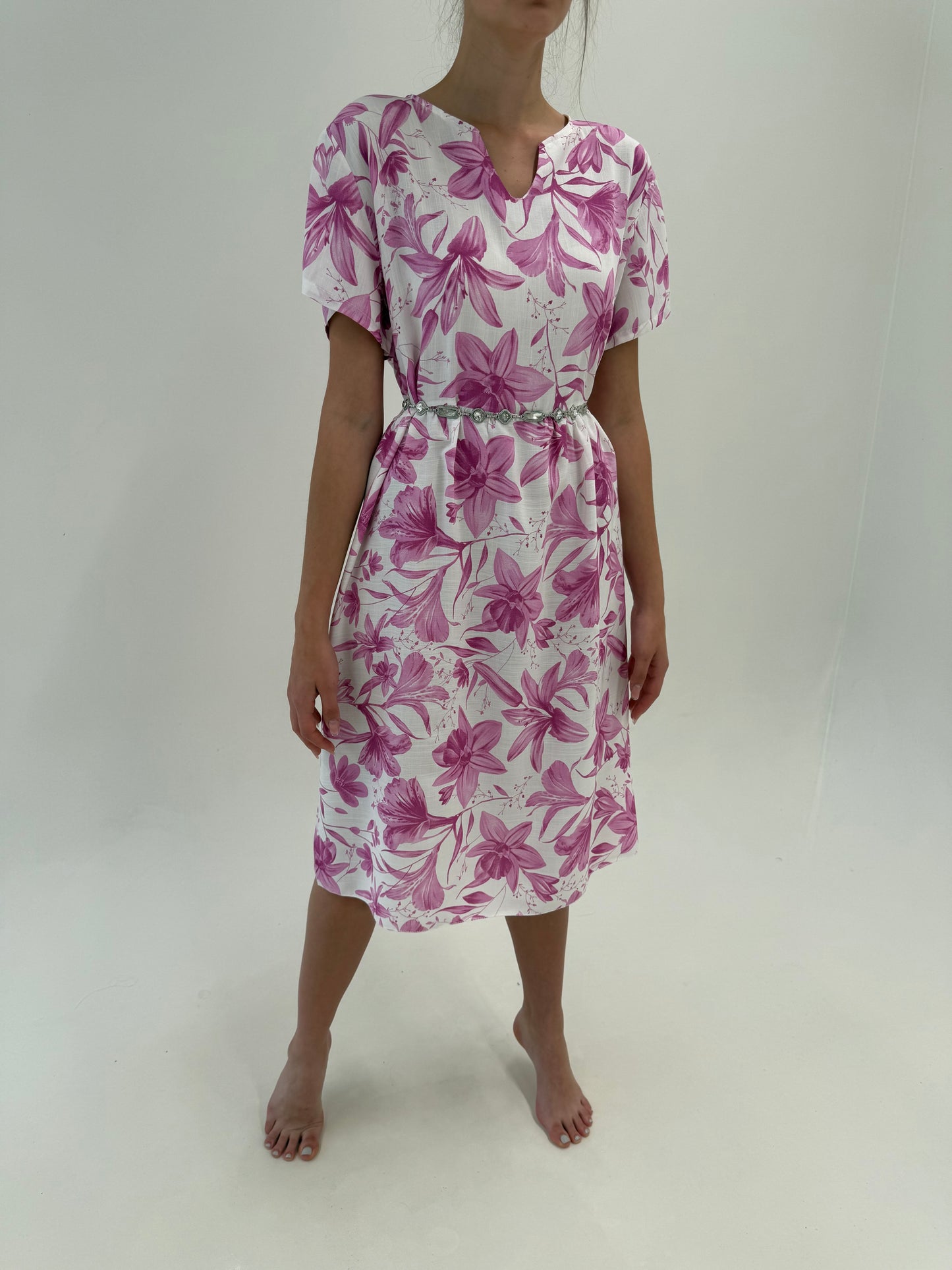 Rochie italiană nouă cu etichetă în croi lejer din pânză premium cu  print floral