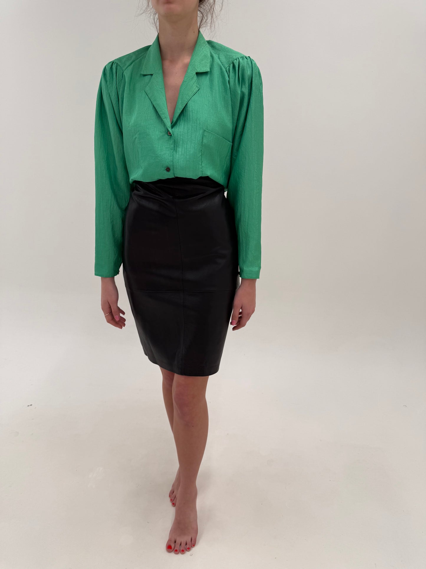 Fustă Valentino din piele naturală mănușă