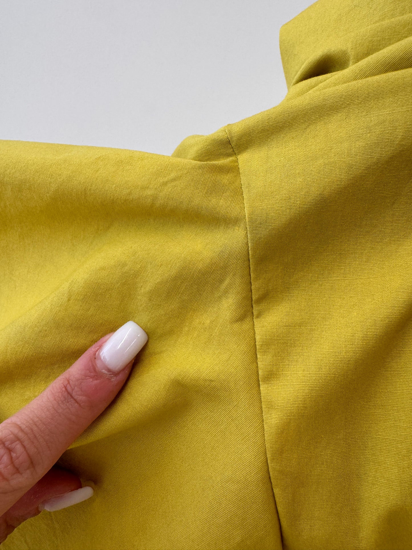 Rochie chartreuse cu mâneci spectaculoase din poplin de bumbac
