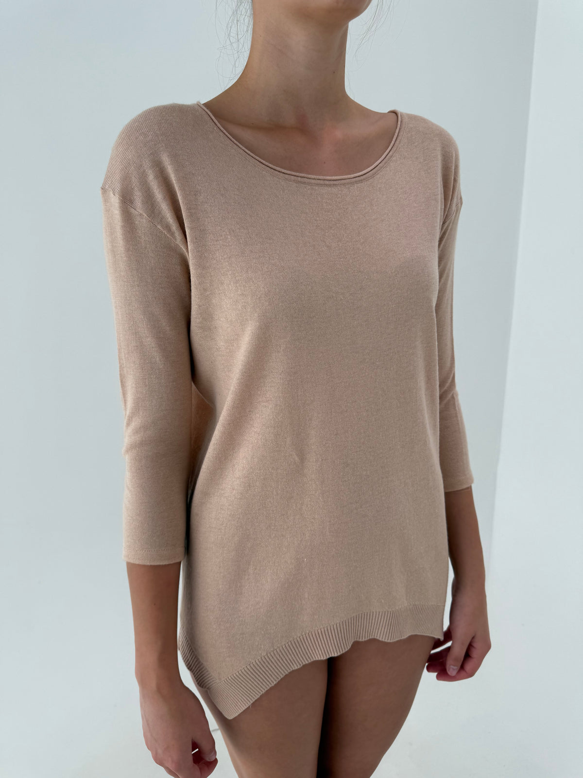Pulover luxury Patrizia Pepe din cașmir, lana și mătase peach nude