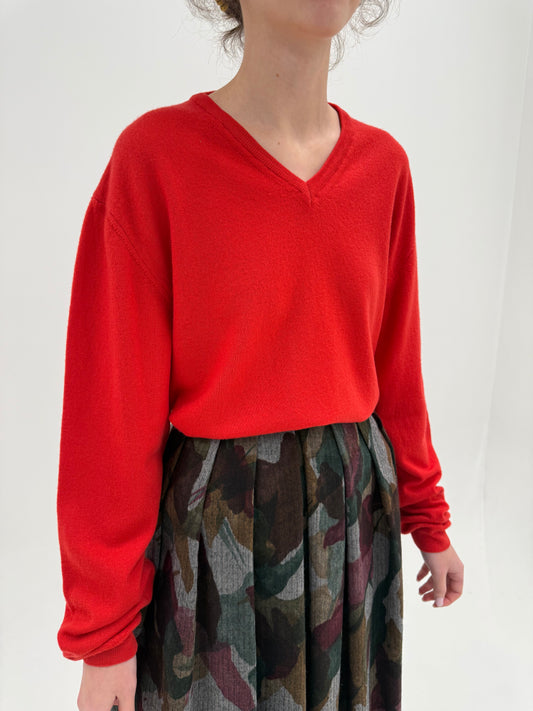 Pulover high end italian din lana merino extrafina de gramaj mare cherry red