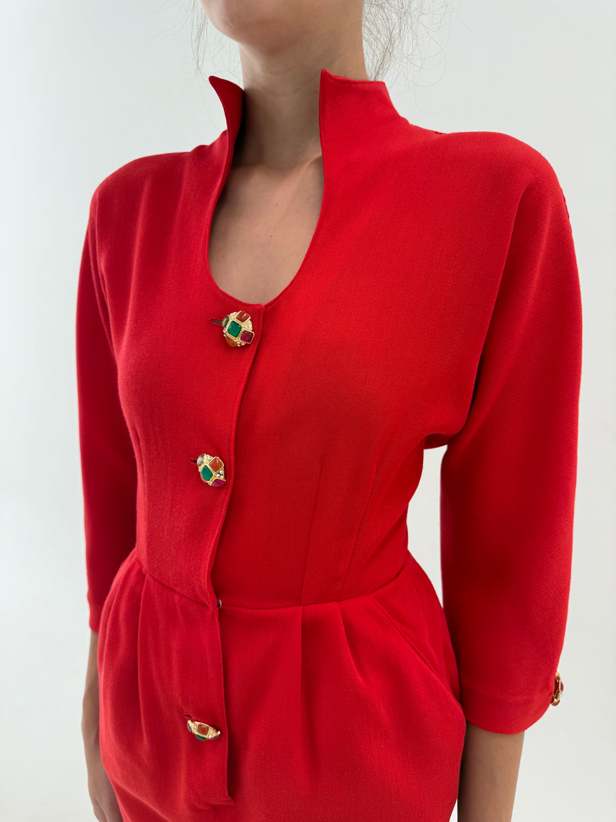 Rochie vintage de brand luxury italian Pinuccia Botondi Milano din lana extrafina