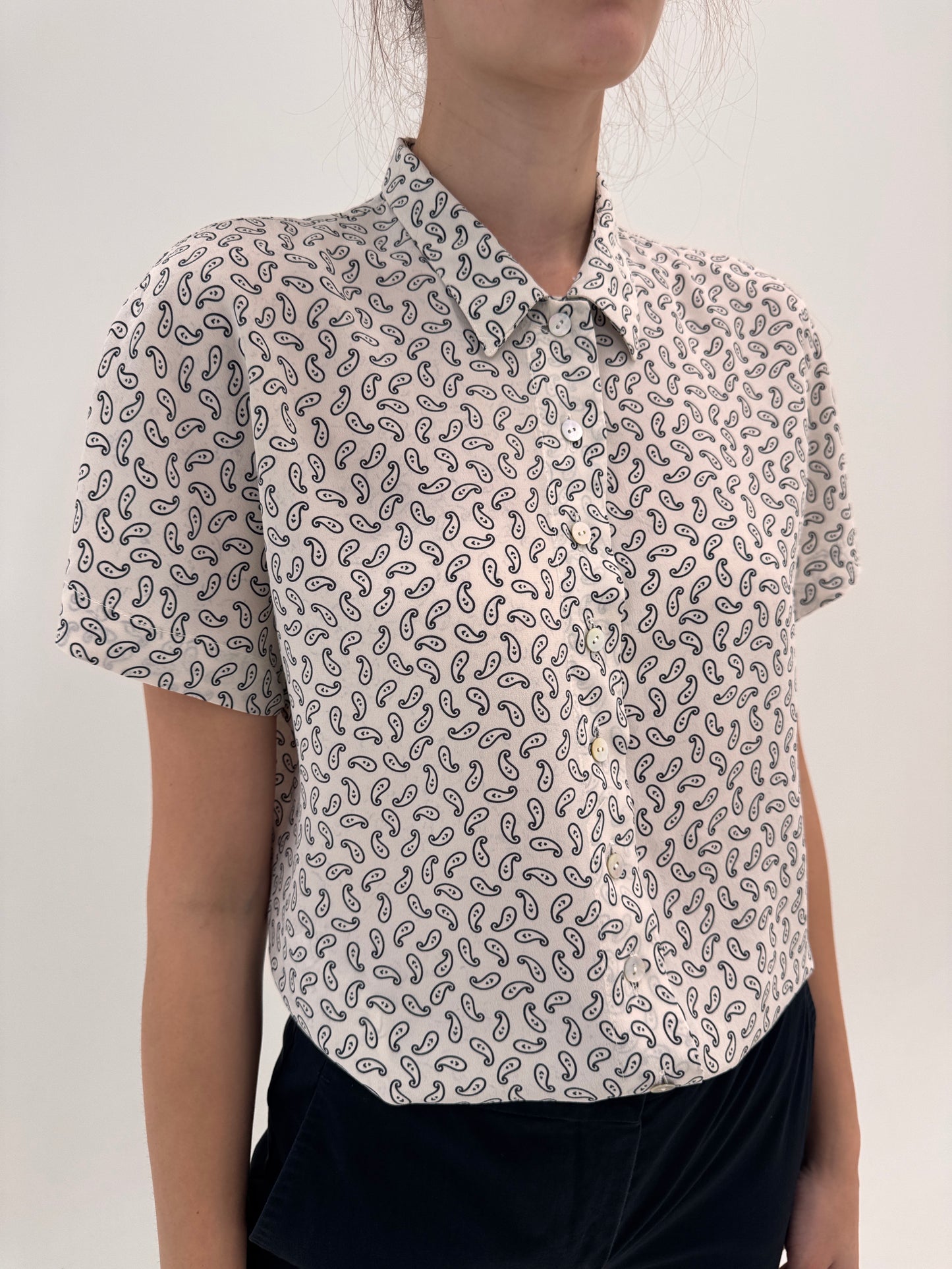 Cămașa de brand vintage luxury Byblos din mătase naturală cu print paisley