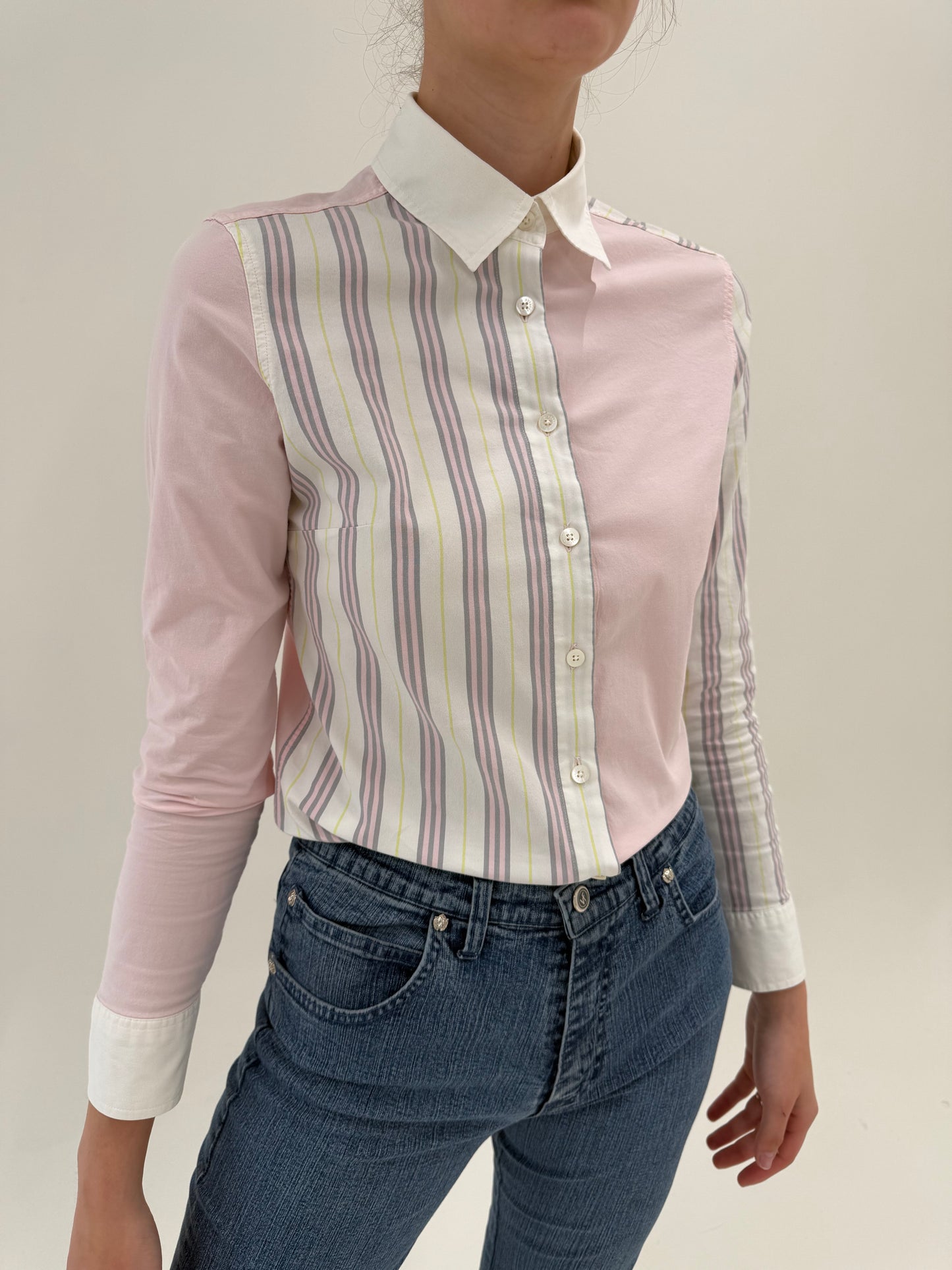 Cămașa Burberry powder pink cu dungi