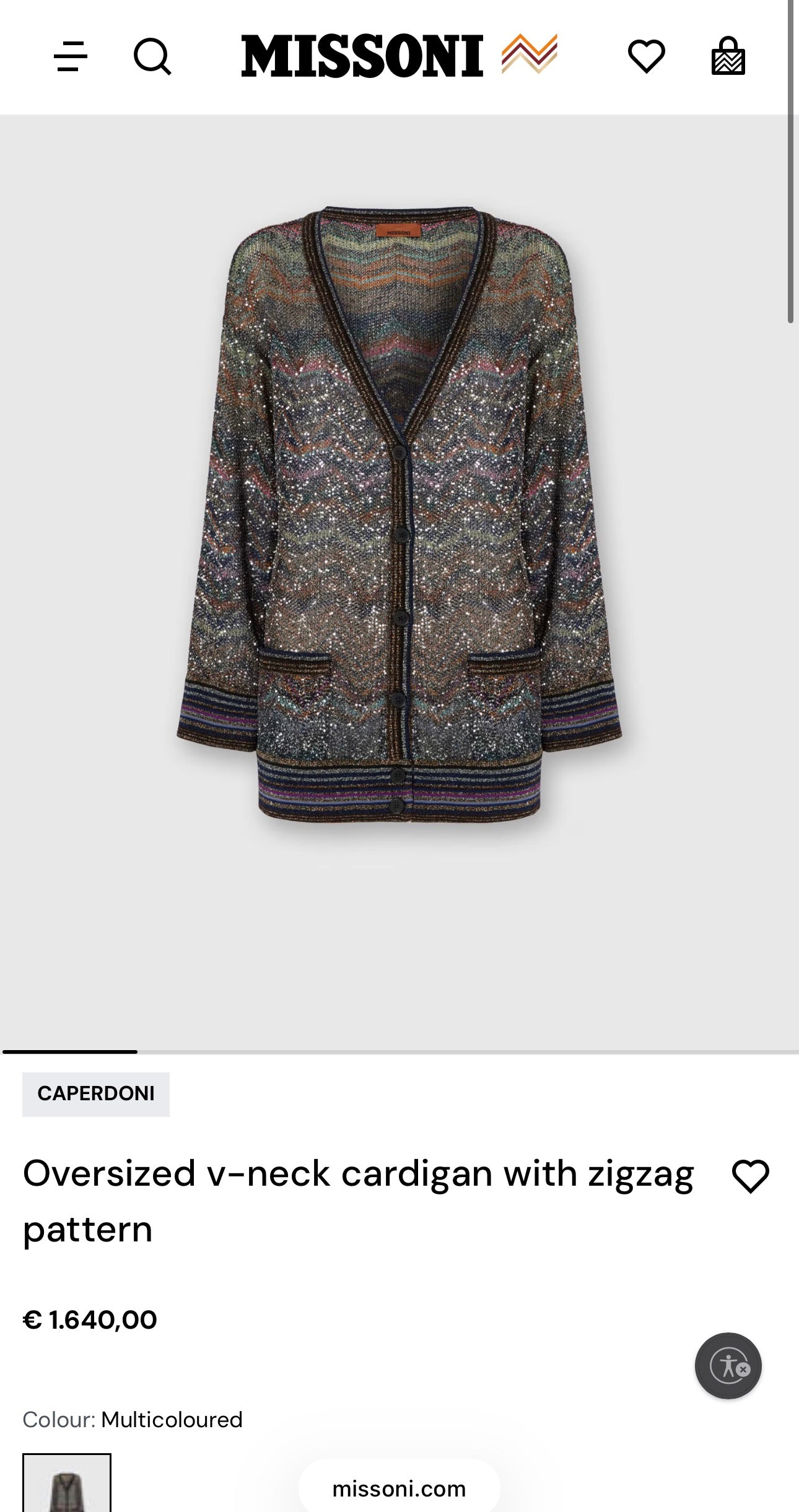 Cardigan Missoni ultra luxury de vară din jerse specific brandului