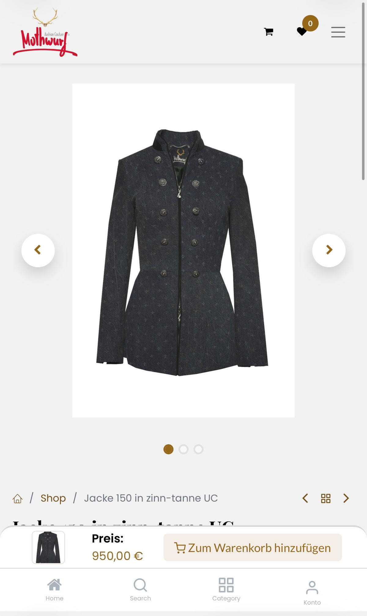 Jacheta de brand luxury Mothwurf din lana și mătase naturală cu nasturi metalici