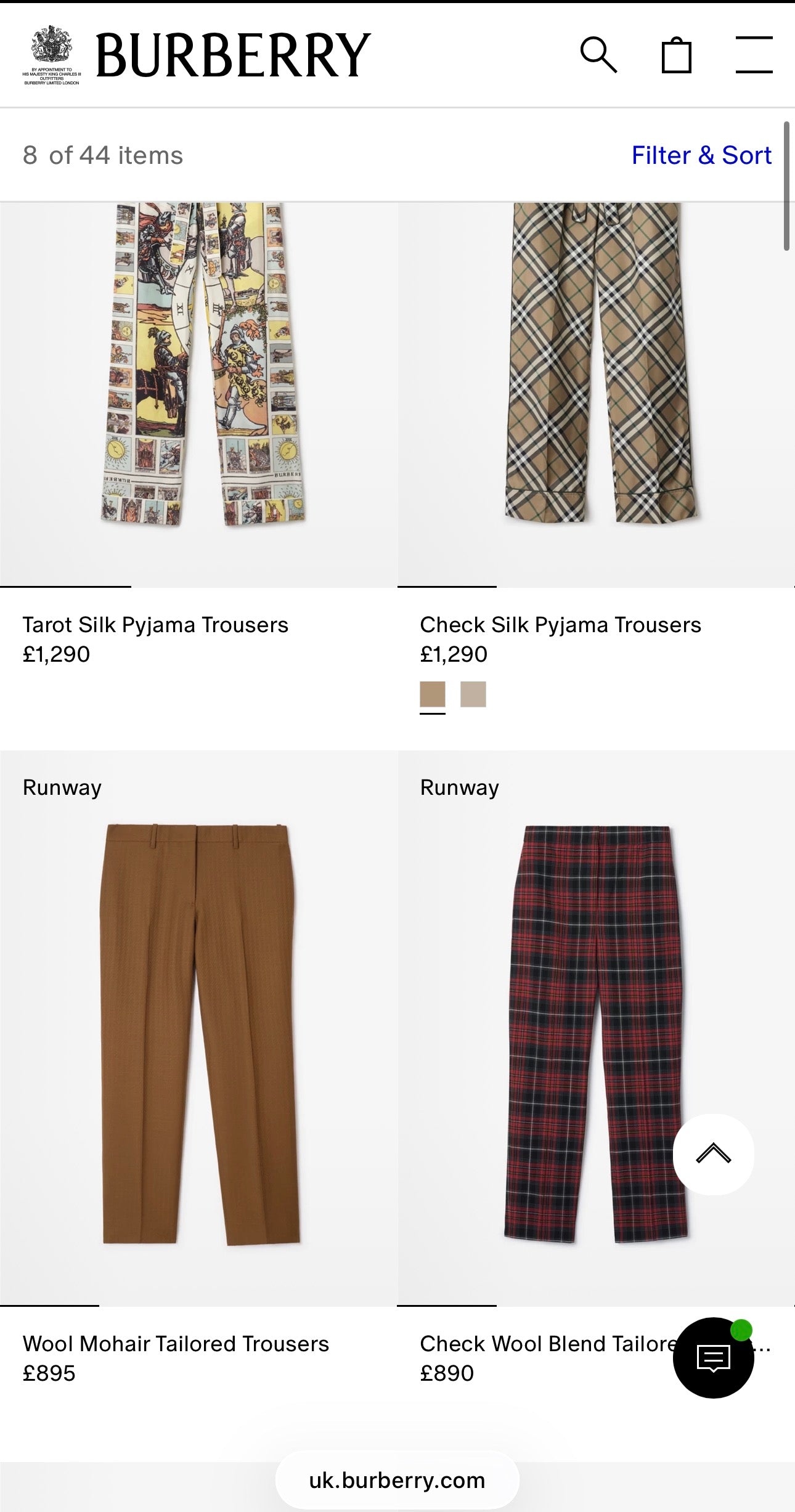 Pantaloni Burberry integral cu printul specific ușor gofrați modelatori