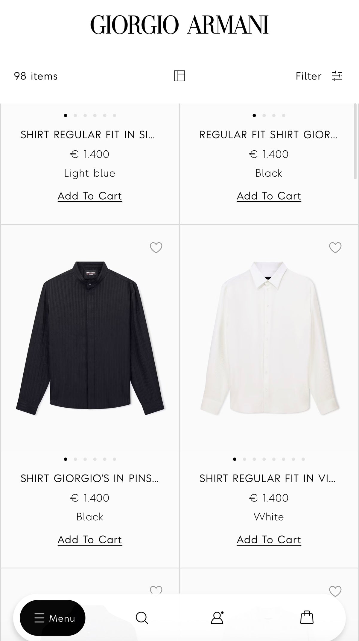 Cămașa ultra luxury Giorgio Armani cu butoni incluși din poplin texturat de bumbac