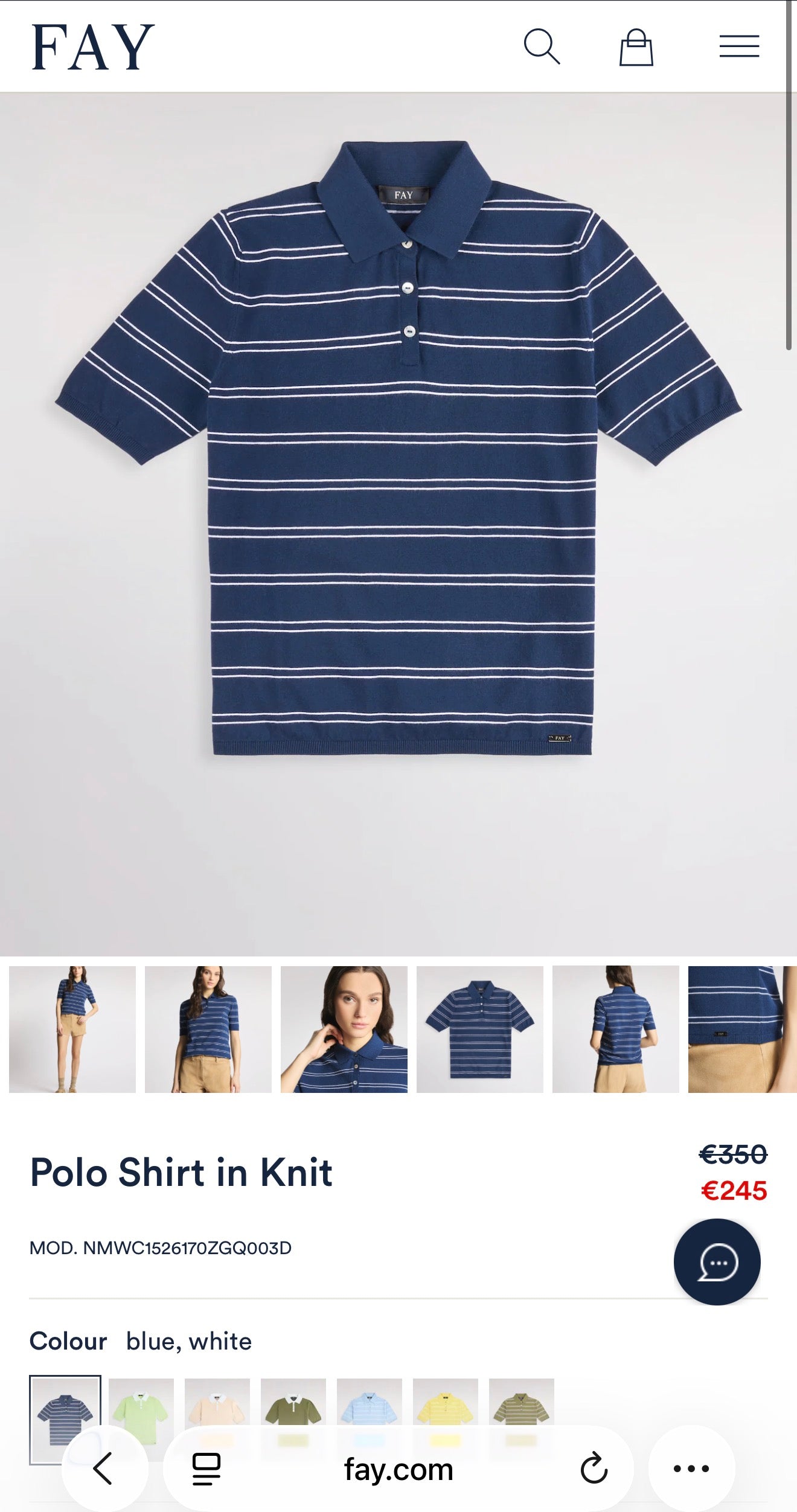 Top polo baby Blue de brand luxury italian Fay din bumbac de gramaj mare