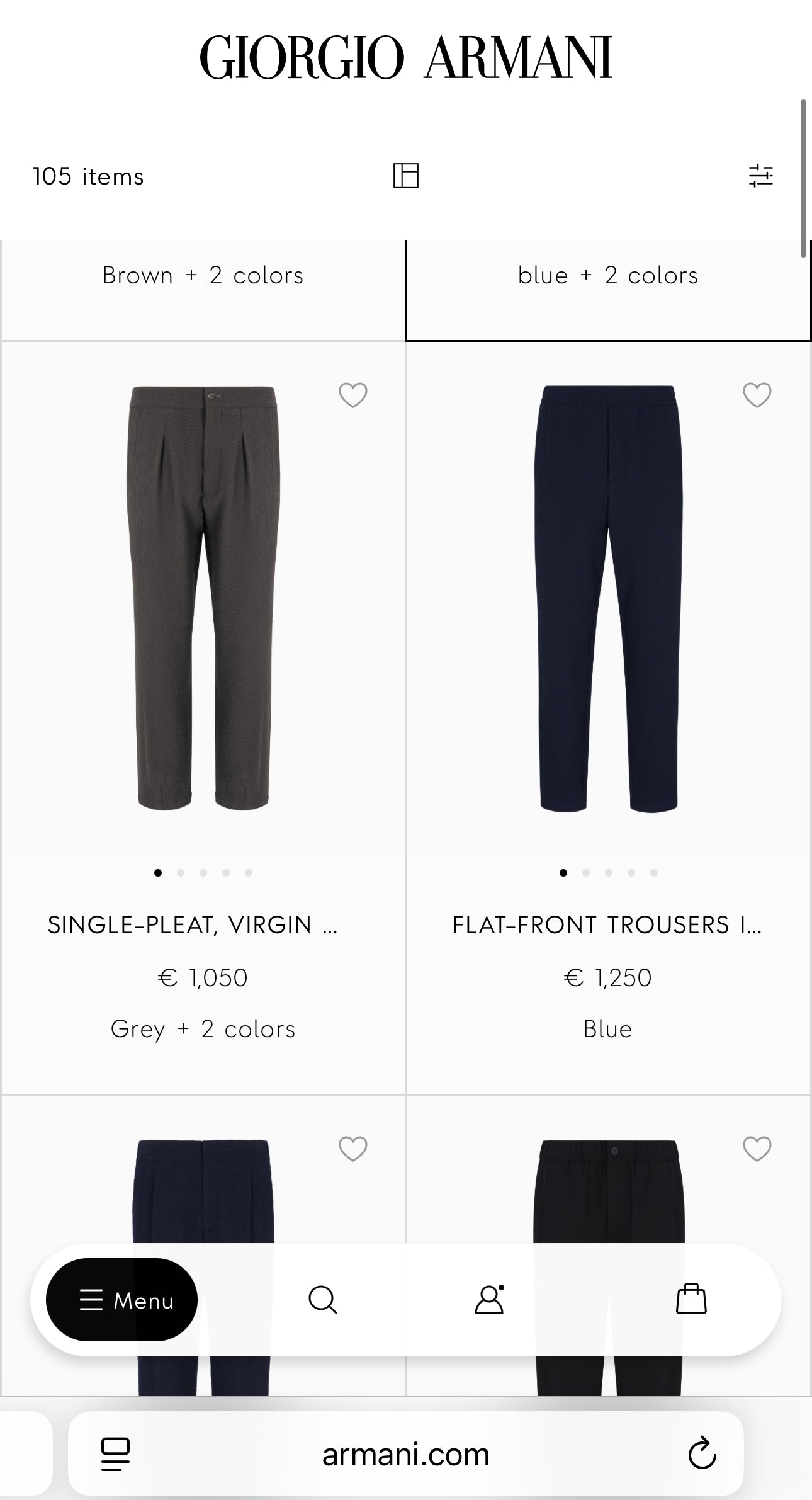 Pantaloni Armani din lana extrafina cu dungi fine verticale în croi actual