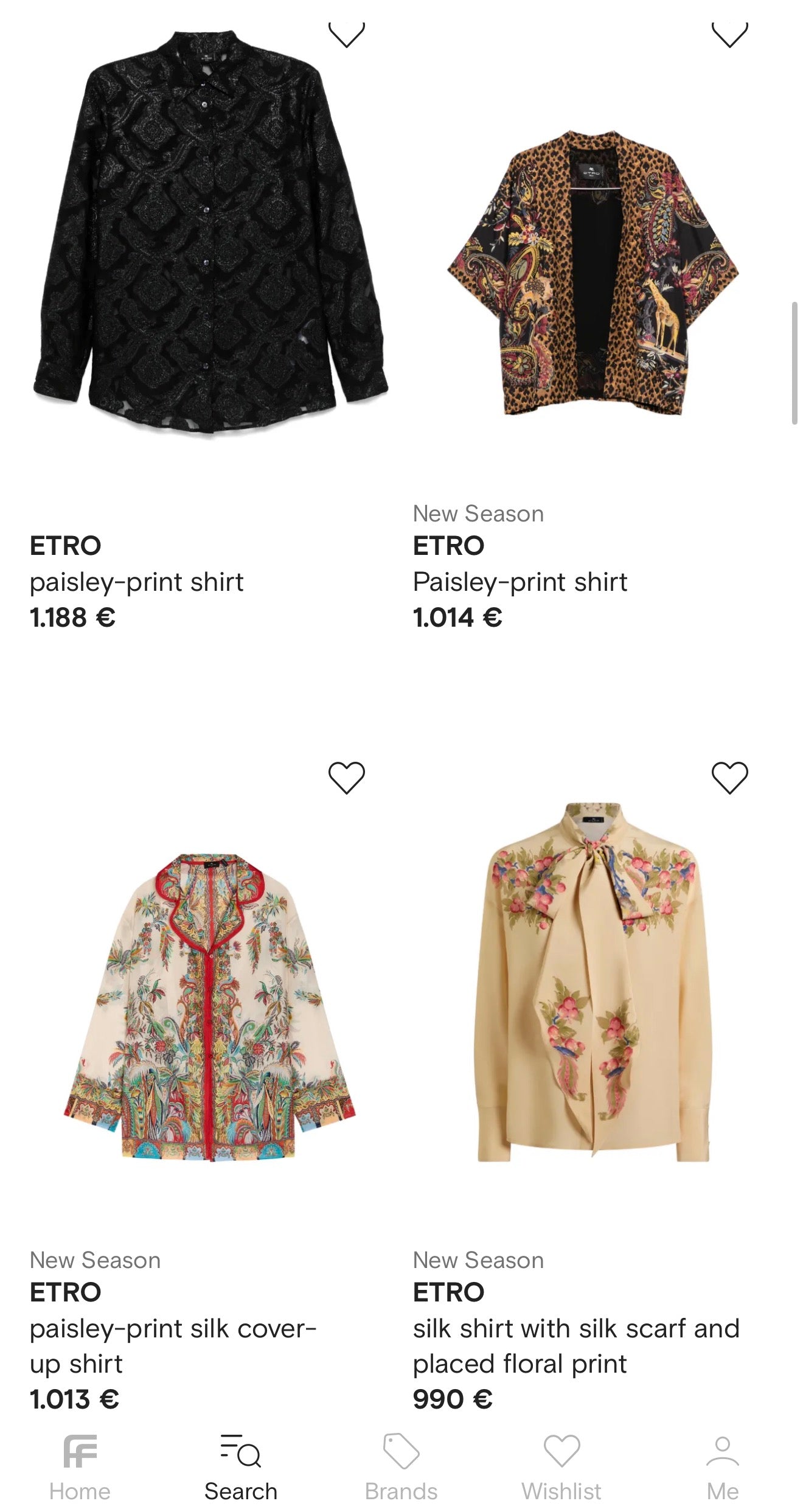Top din mătase naturală Etro cu print organic superb în croi lejer