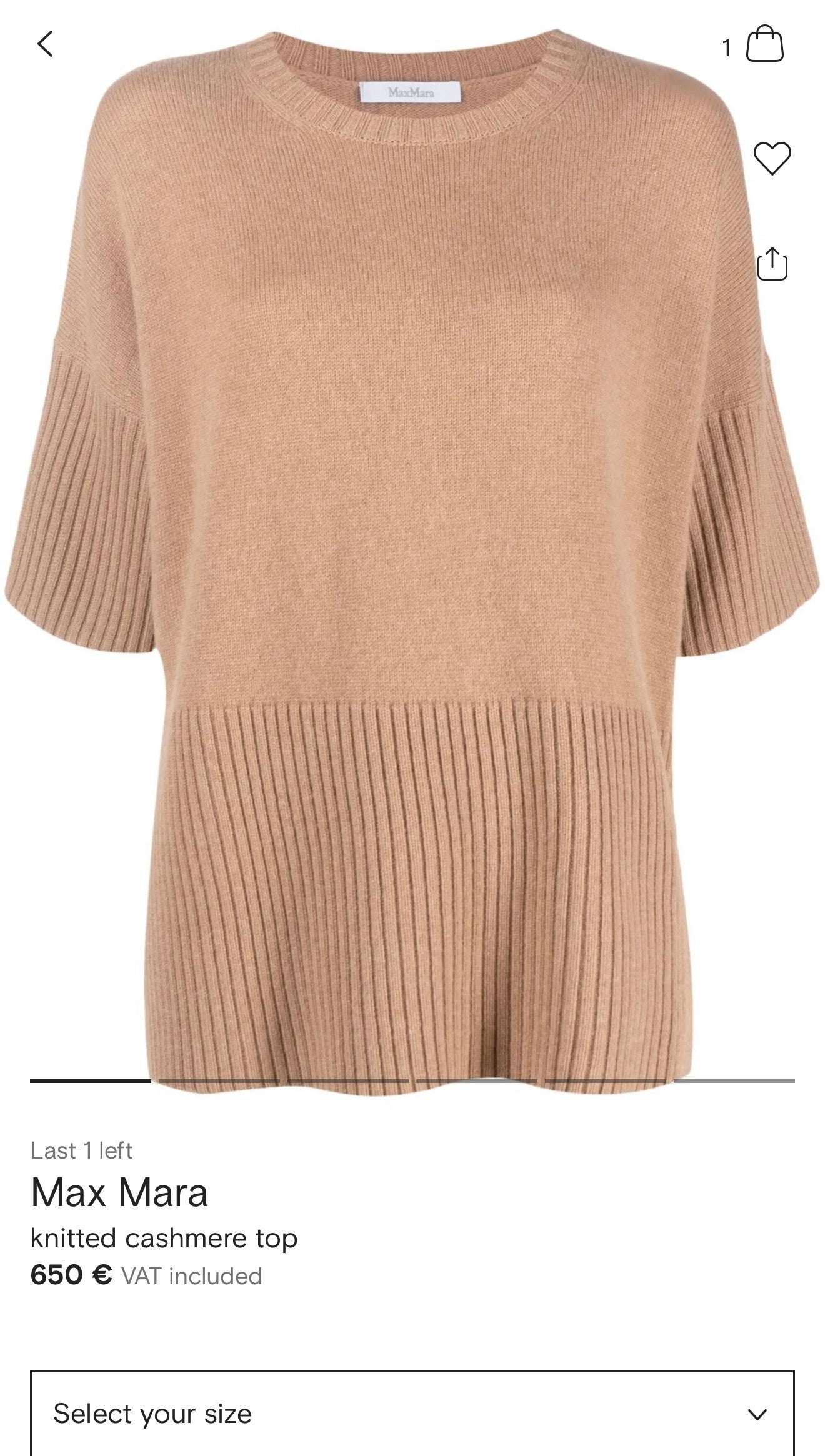 Top camel Max Mara din cașmir