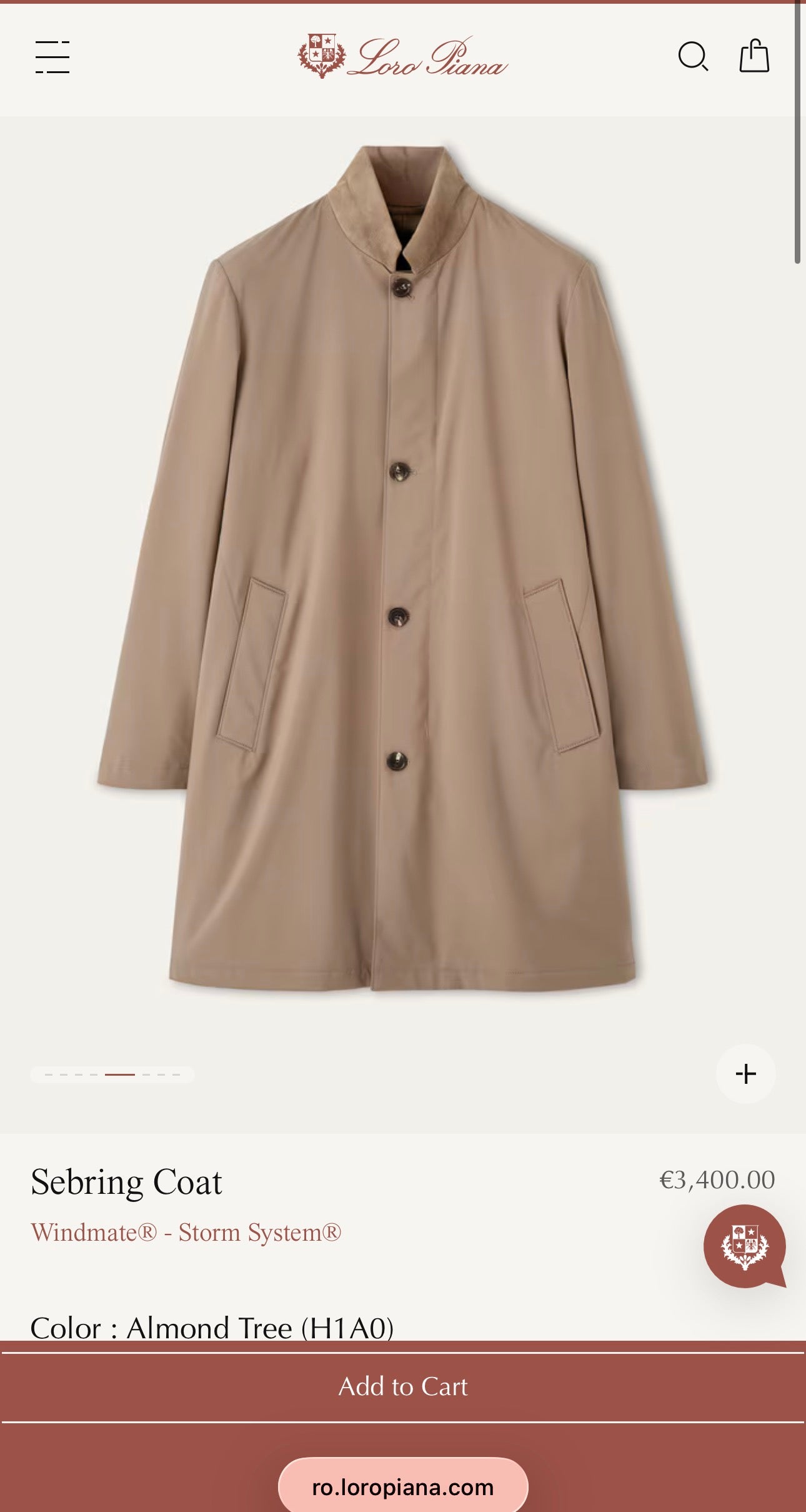 Trench tall Loro Piana nude de vară din bumbac în croi clasic