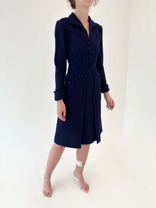 Rochie Old vintage de colecție sfârșit de ani 40 din lana extafina