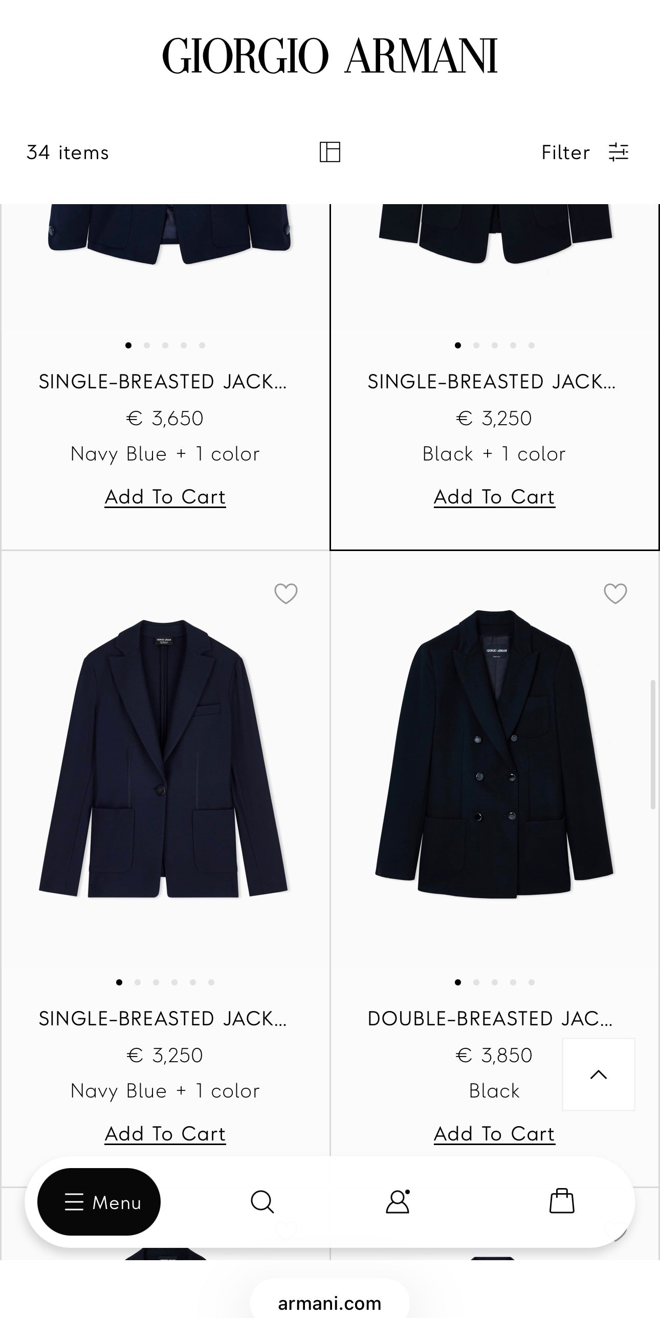 Sacou ultra luxury Giorgio Armani Navy blue cambrat de sezon cald