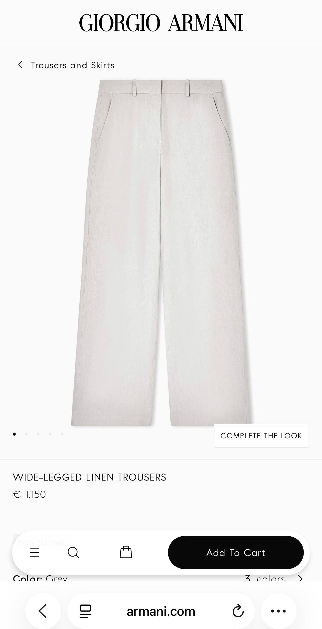 Pantaloni ultra luxury Armani palazzo petite warm gray din in excepțional