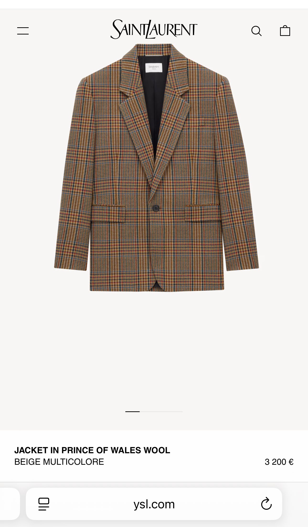 Sacou Yves Saint Laurent din tweed gros extrafin de lana cu cașmir