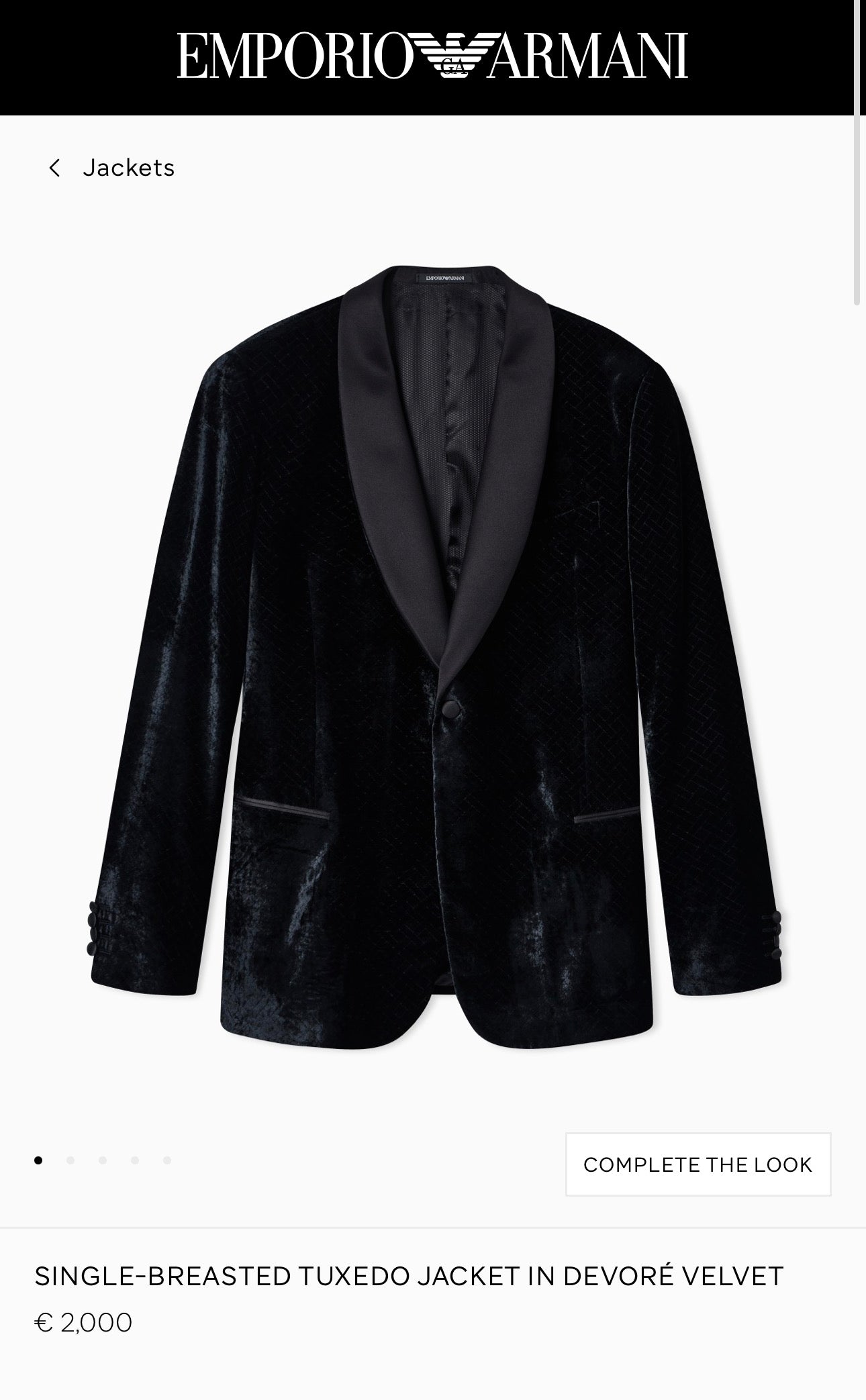 Sacou Armani icon din catifea subțire luxury cu mătase naturală