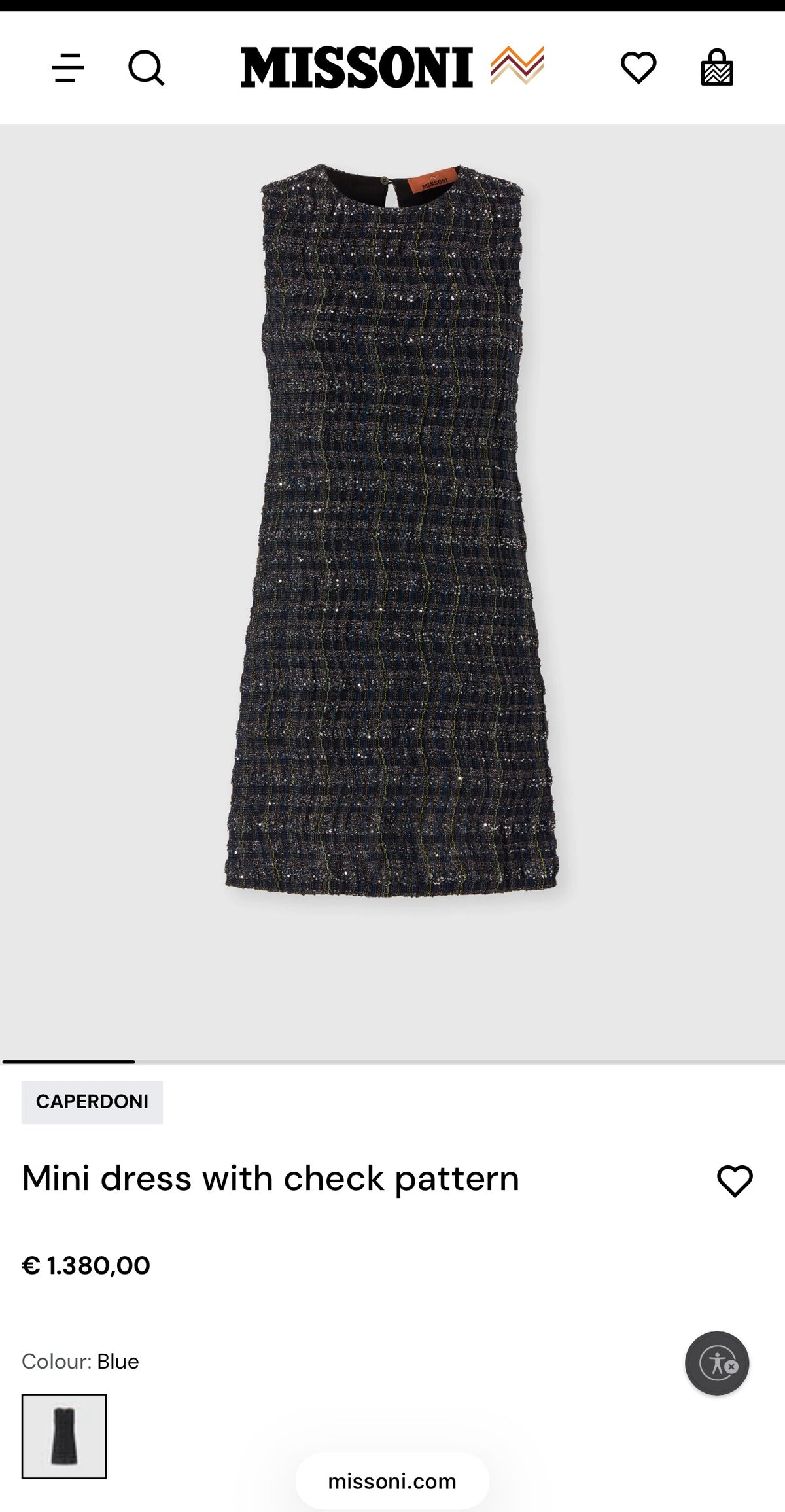 Rochie / cardigan lung Missoni polo din tricot specific brandului în nuanțe de albastru