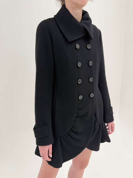 Palton Max Mara negru din lana extrafina în croi deosebit