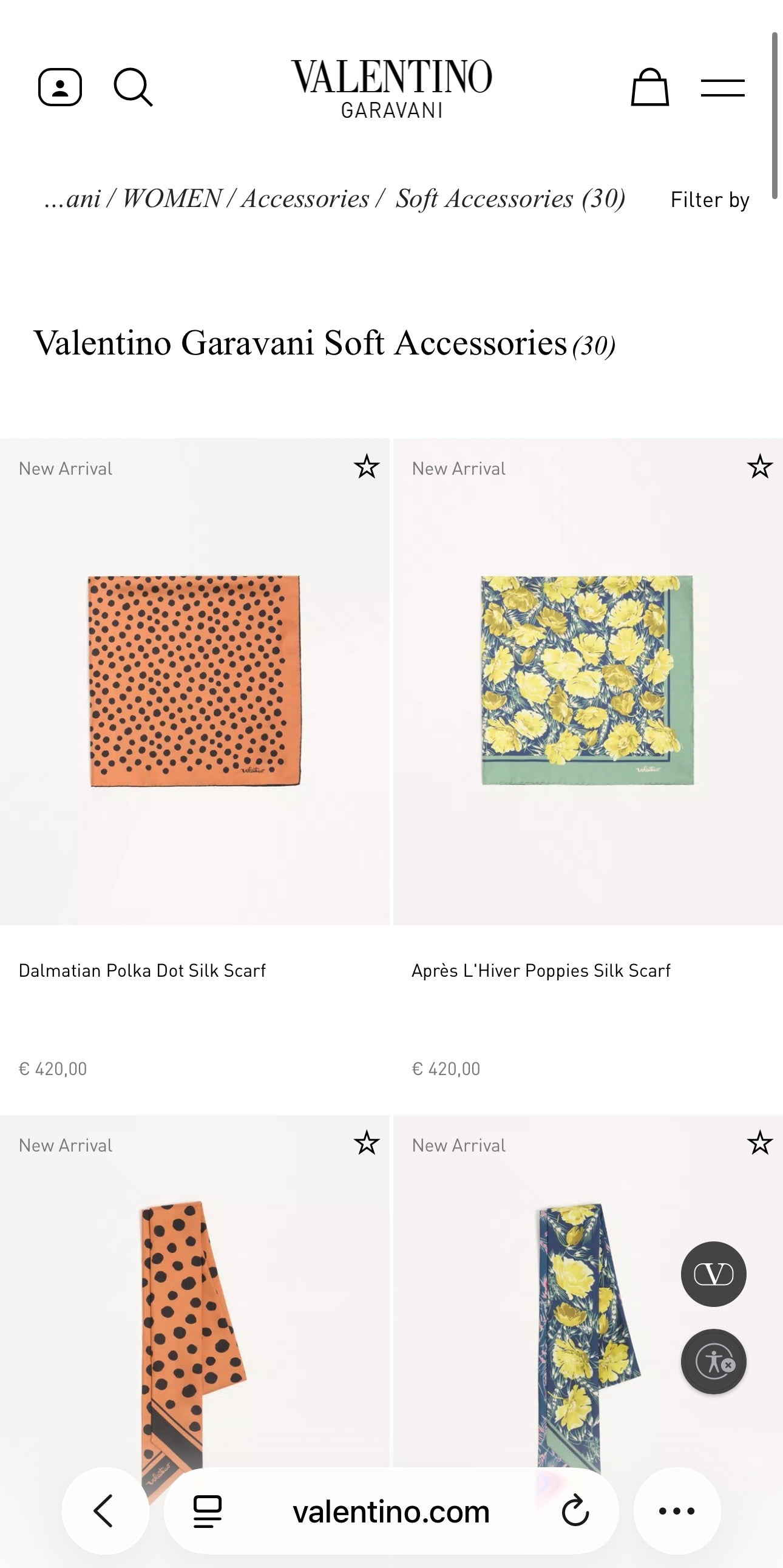 Eșarfă Valentino din mătase naturală