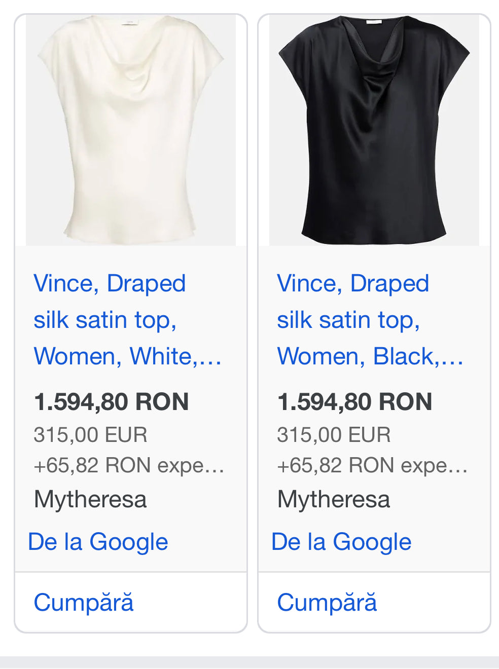 Top de brand luxury Vince din mătase naturală în croi lejer