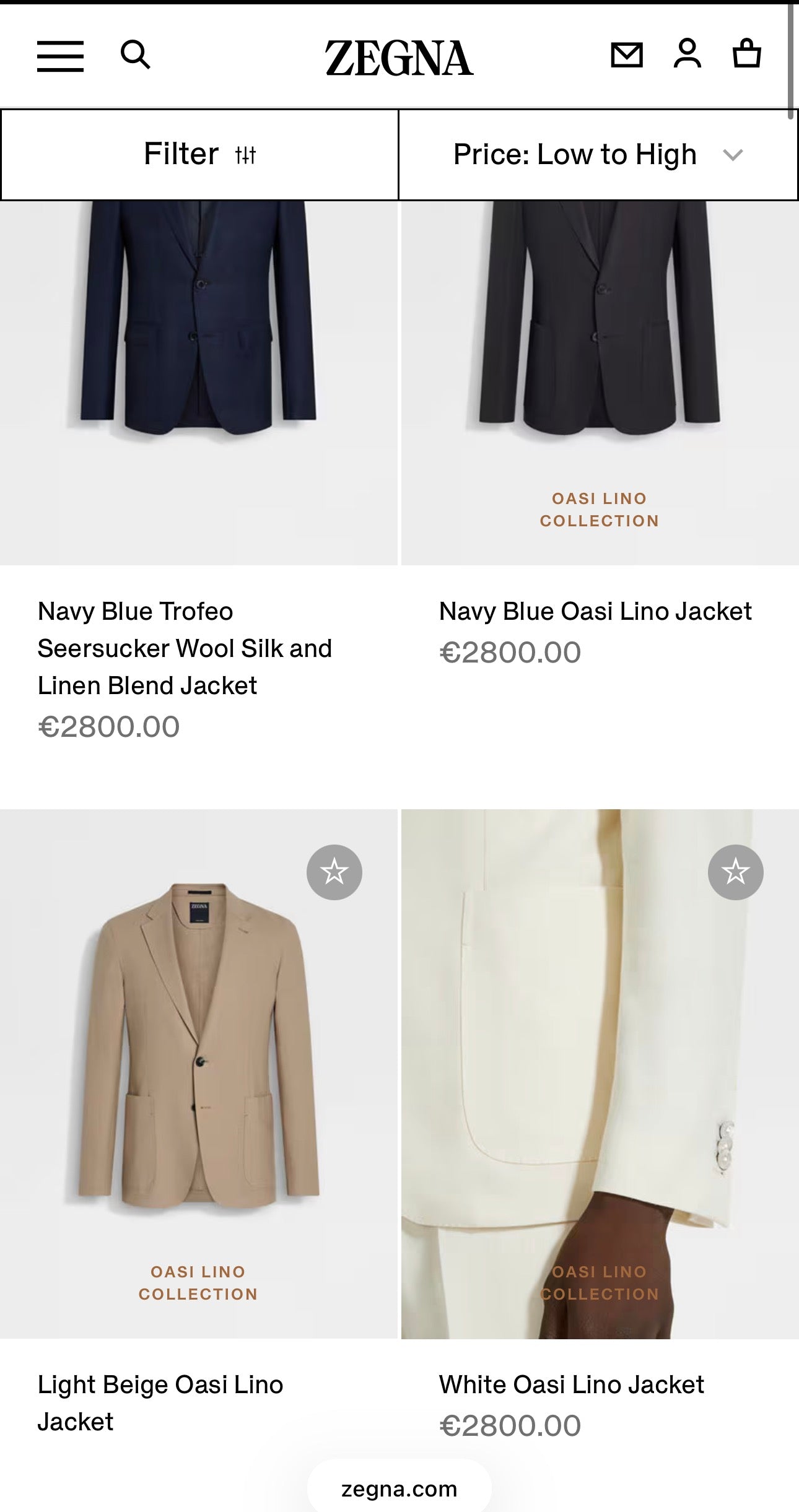 Sacou ultra luxury Zegna tall în croi actual  din stofă extrafina super 100s