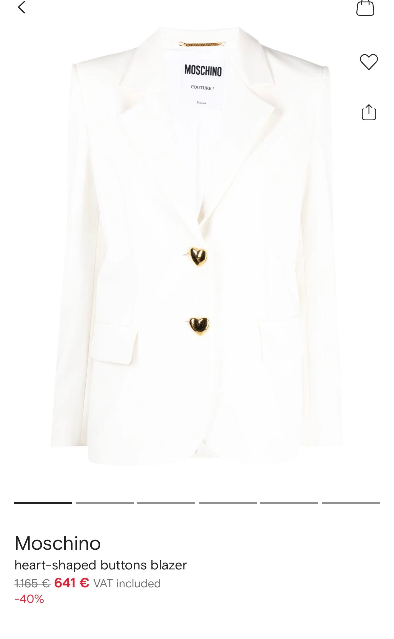 Sacou Moschino cambrat din poplin de bumbac cu detalii chic specifice brandului