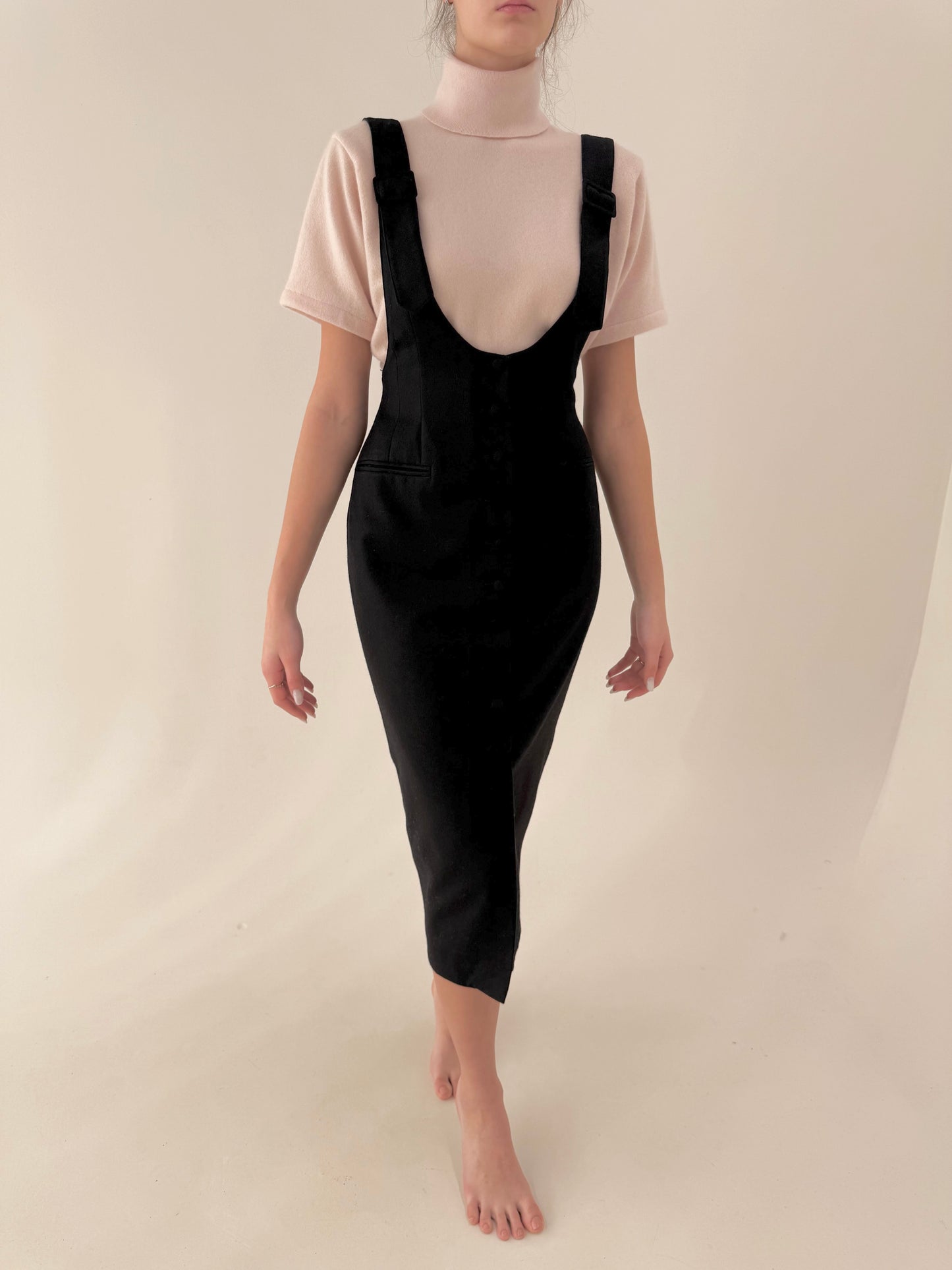 LBD vintage italian în croi sexy cu talie ultra înaltă maxi