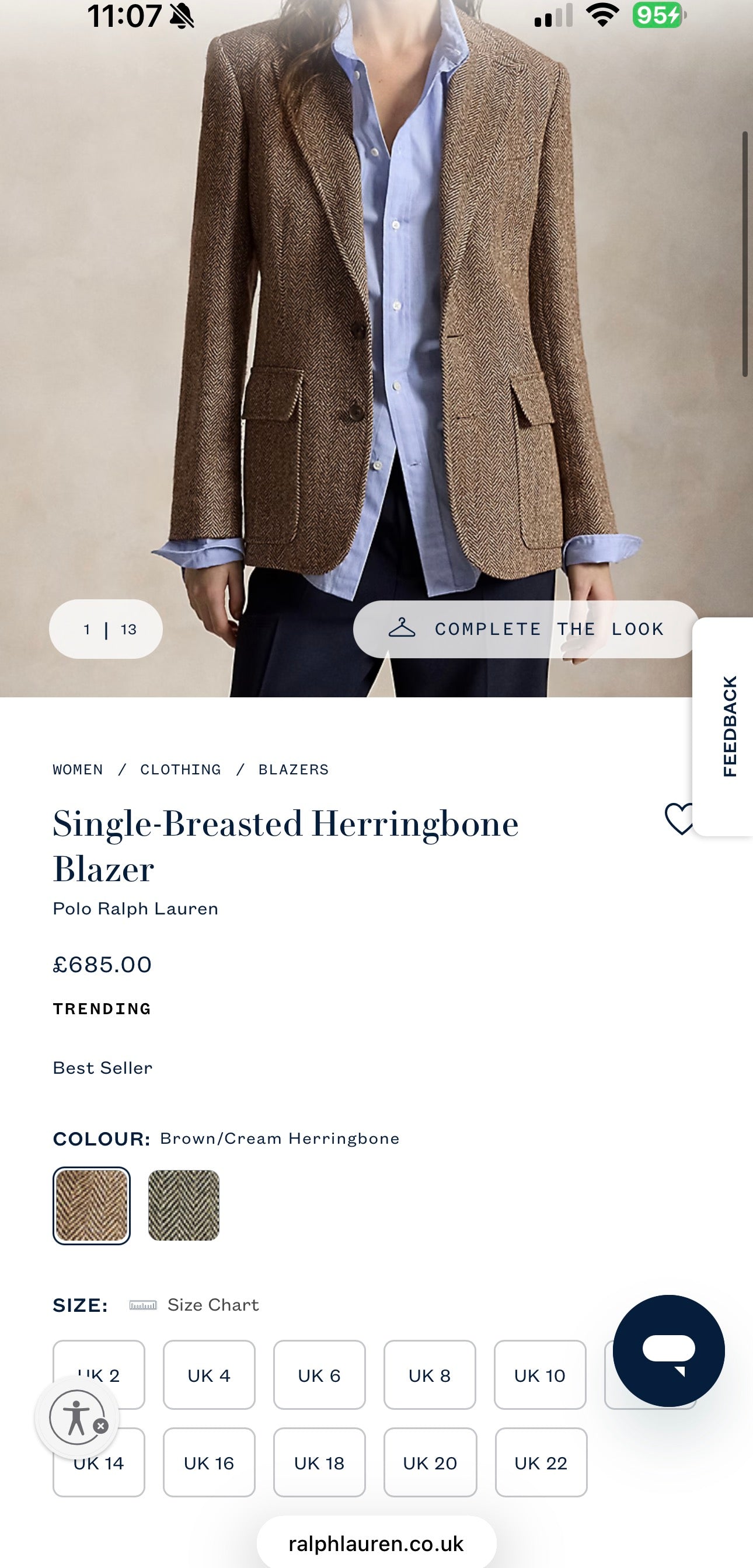 Sacou Ralph Lauren model iconic ‘single breasted herringbone’