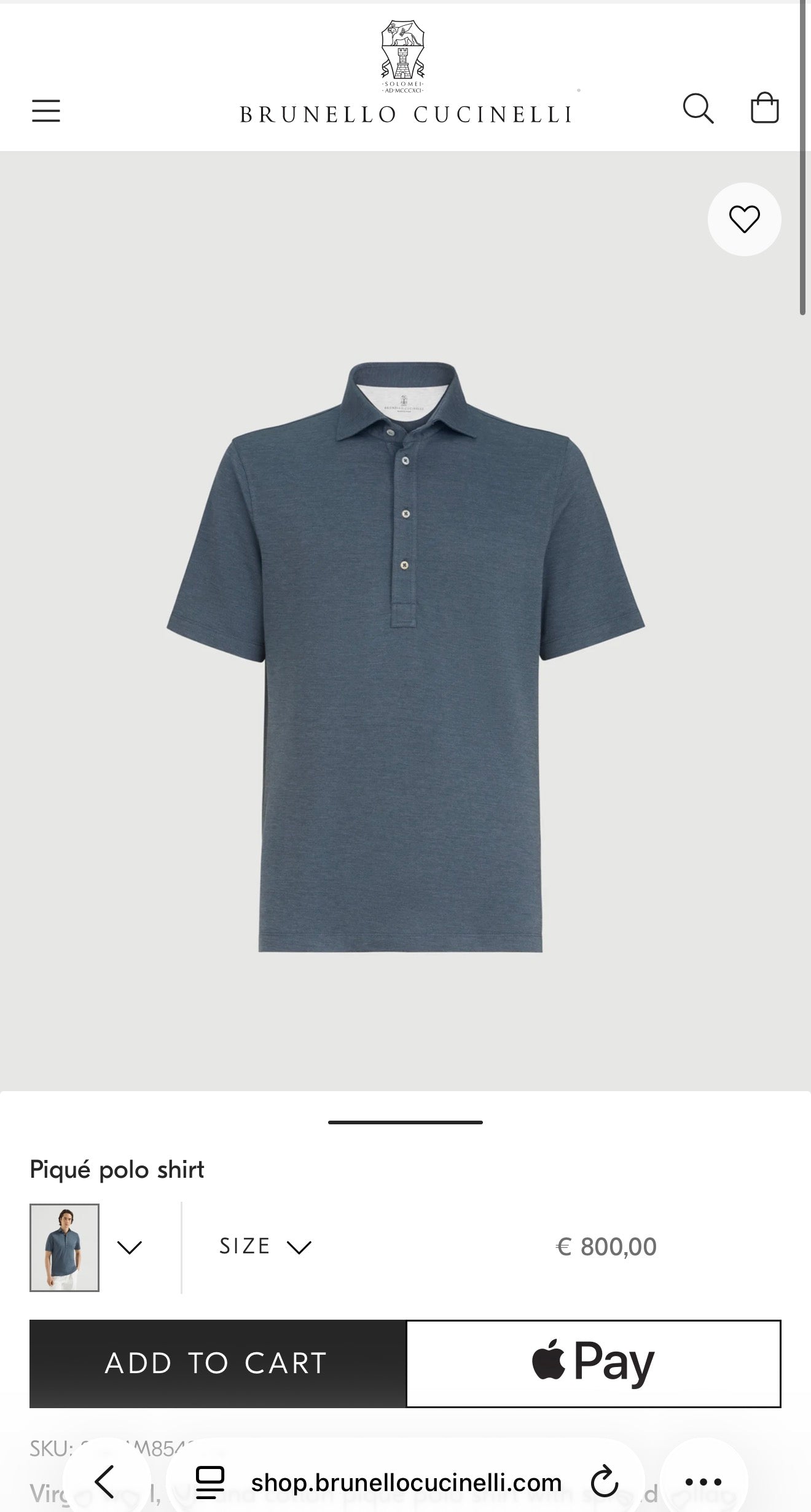 Top Polo Brunello Cucinelli light gray din bumbac texturat