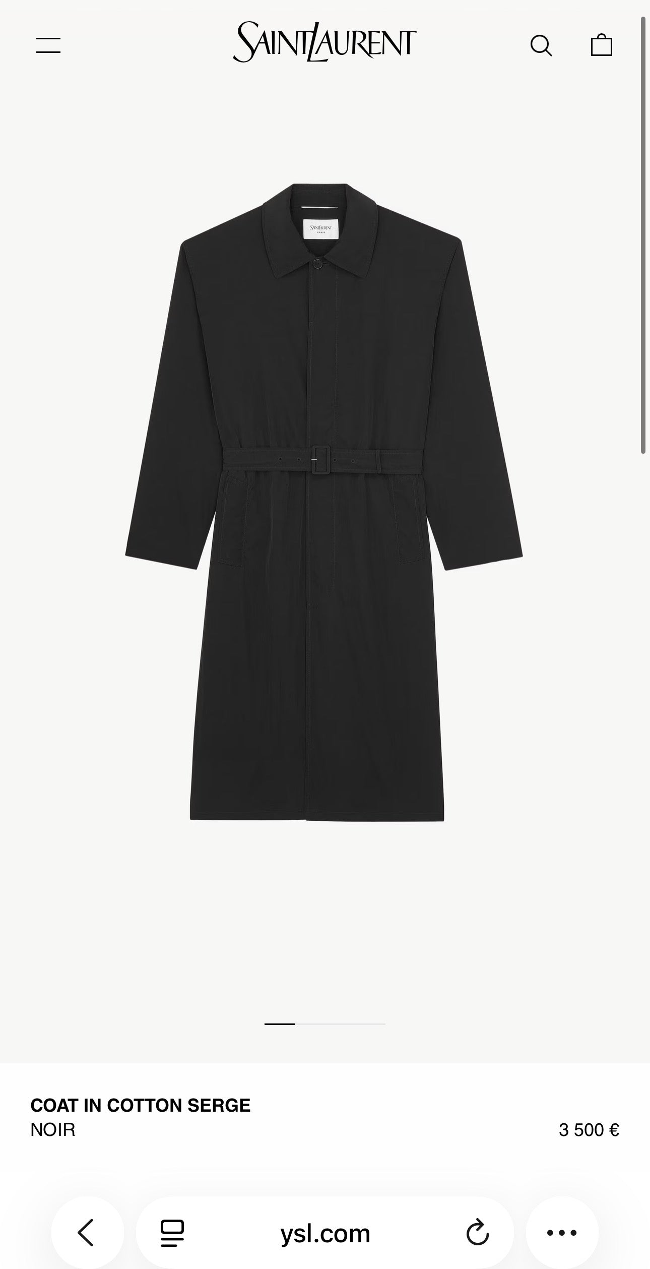 Pardesiu Yves Saint Laurent vintage de primăvară din lână ultra fină
lightweight