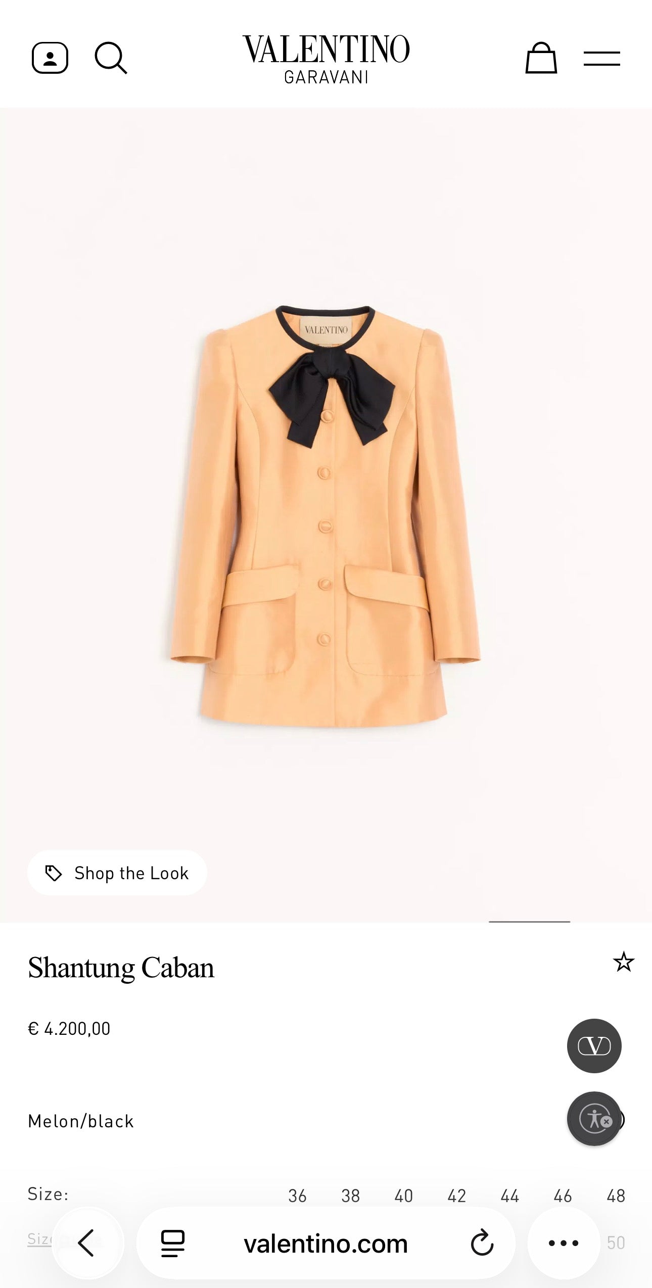 Sacou vintage Valentino din chantung cu închidere dublă cambrat