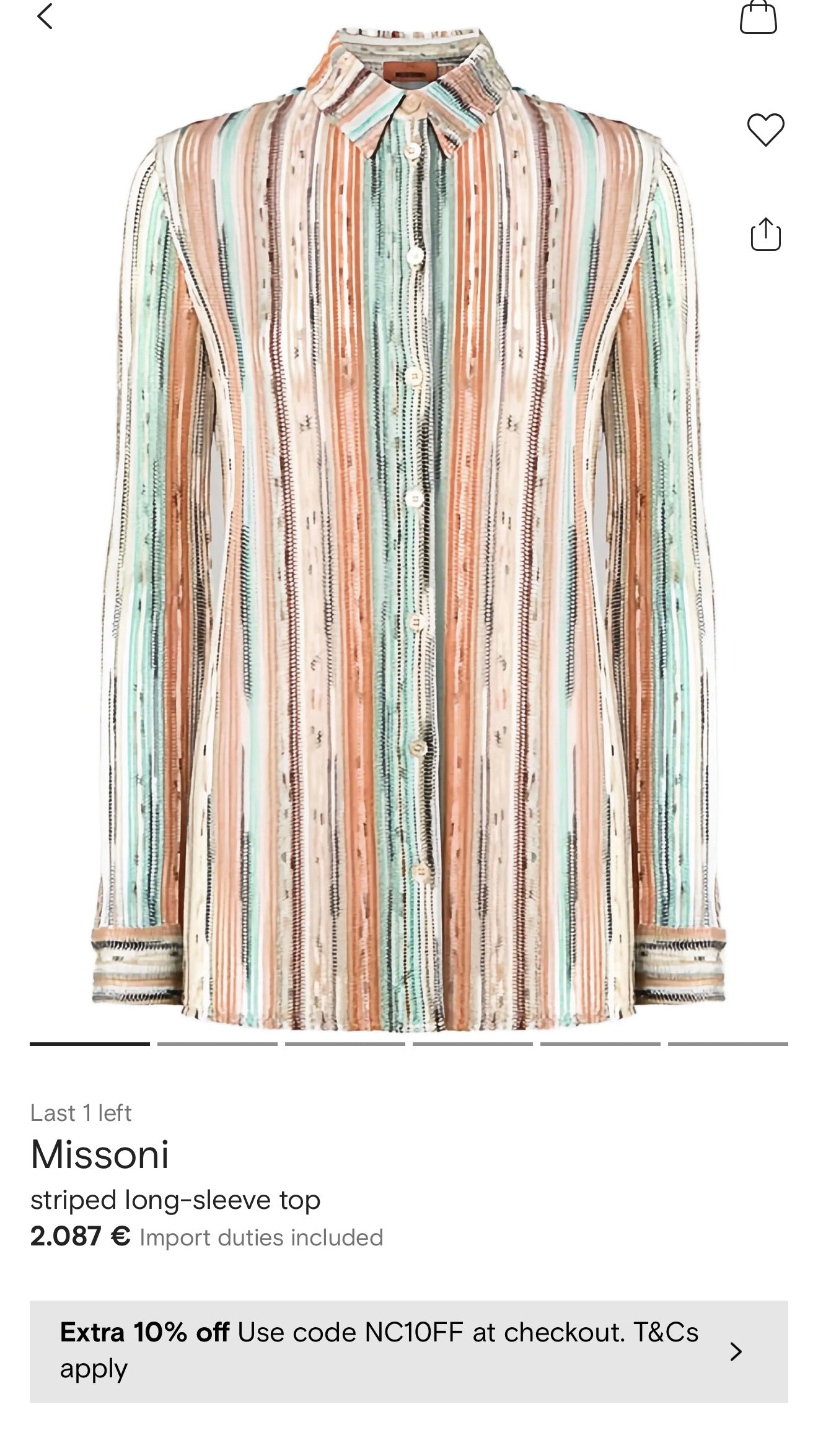Cămașa Missoni din poplin excepțional plin texturat de bumbac moale în dungi